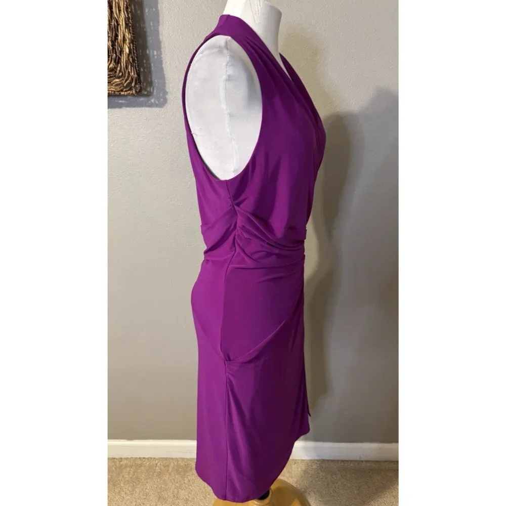 Ralph Lauren Dress 12 Magenta Purple Pink Stretch Sleeveless V Neck Washable